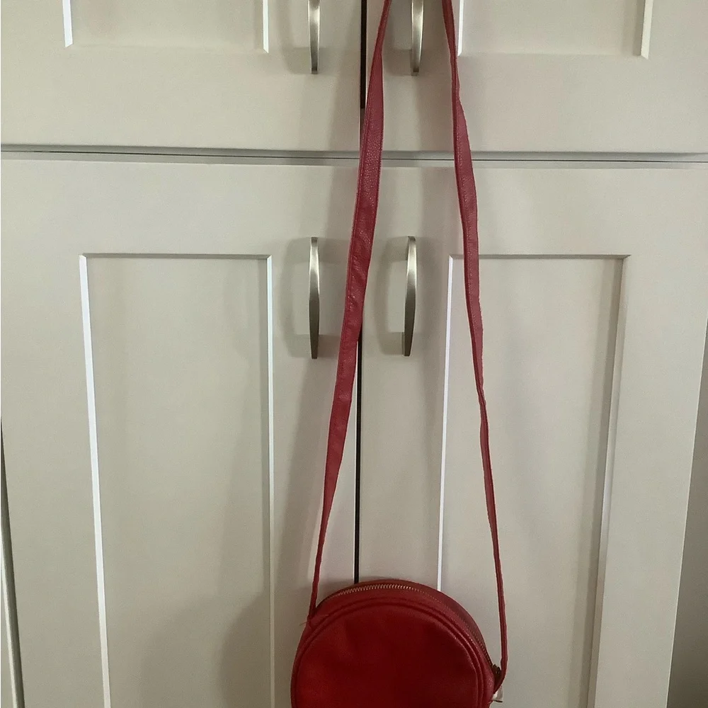 American girl red leather with sequin star crossbody bag purse zipper around